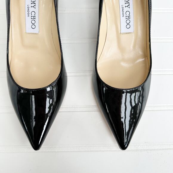 Jimmy Choo Aza Kitten Heel Pumps Patent Leather Black Anouk Pointed Toe 36.5 - Picture 6 of 14